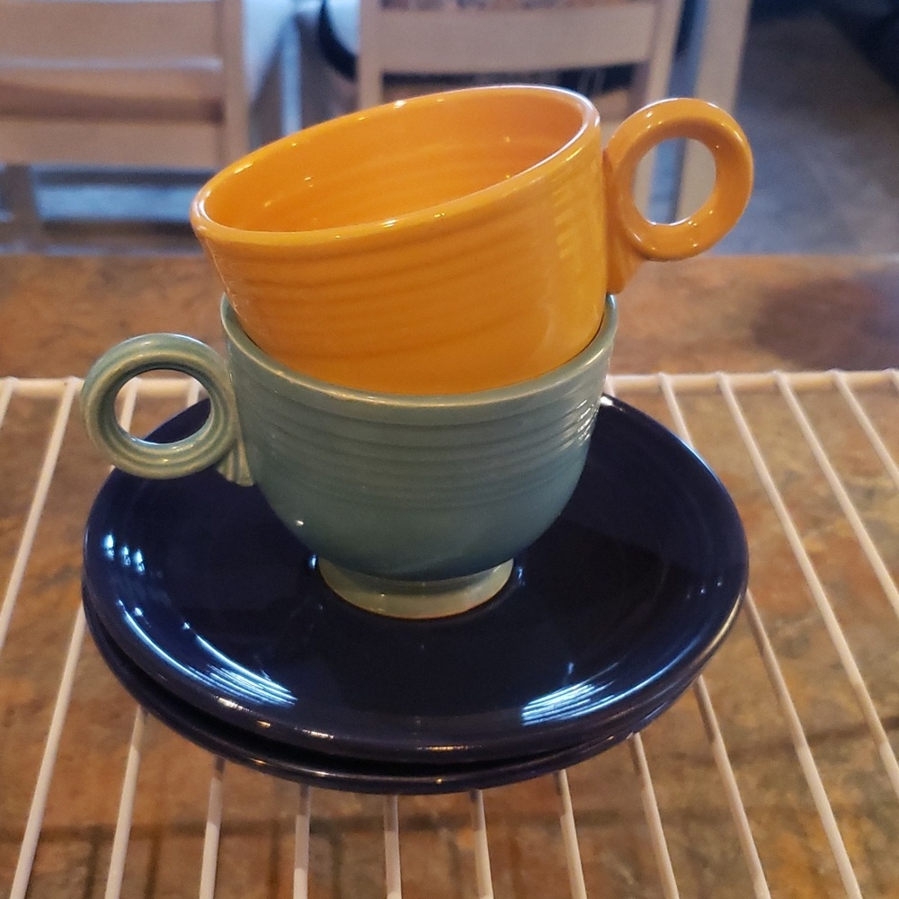 Mismatched Fiestaware cups/saucers